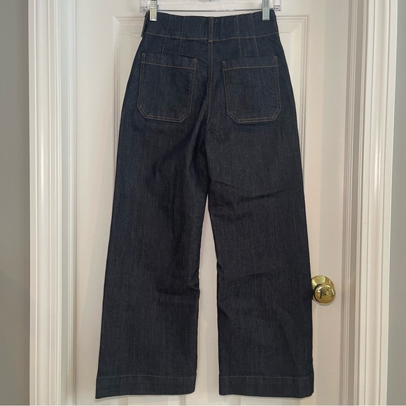 Maeve By Anthropologie The Colette Cropped Wide-Leg Jeans Size 29 Dark Denim - Picture 4 of 12